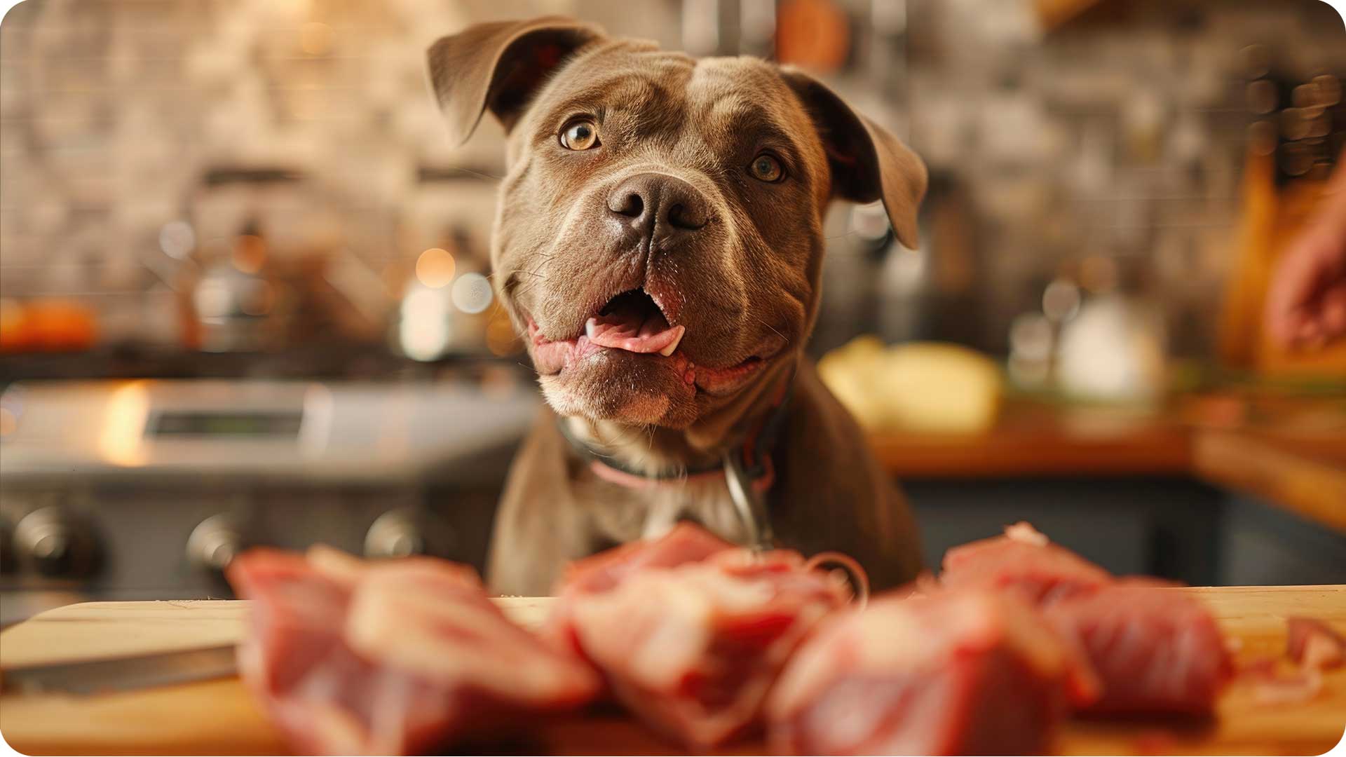 Chien avec une bonne alimentation BARF