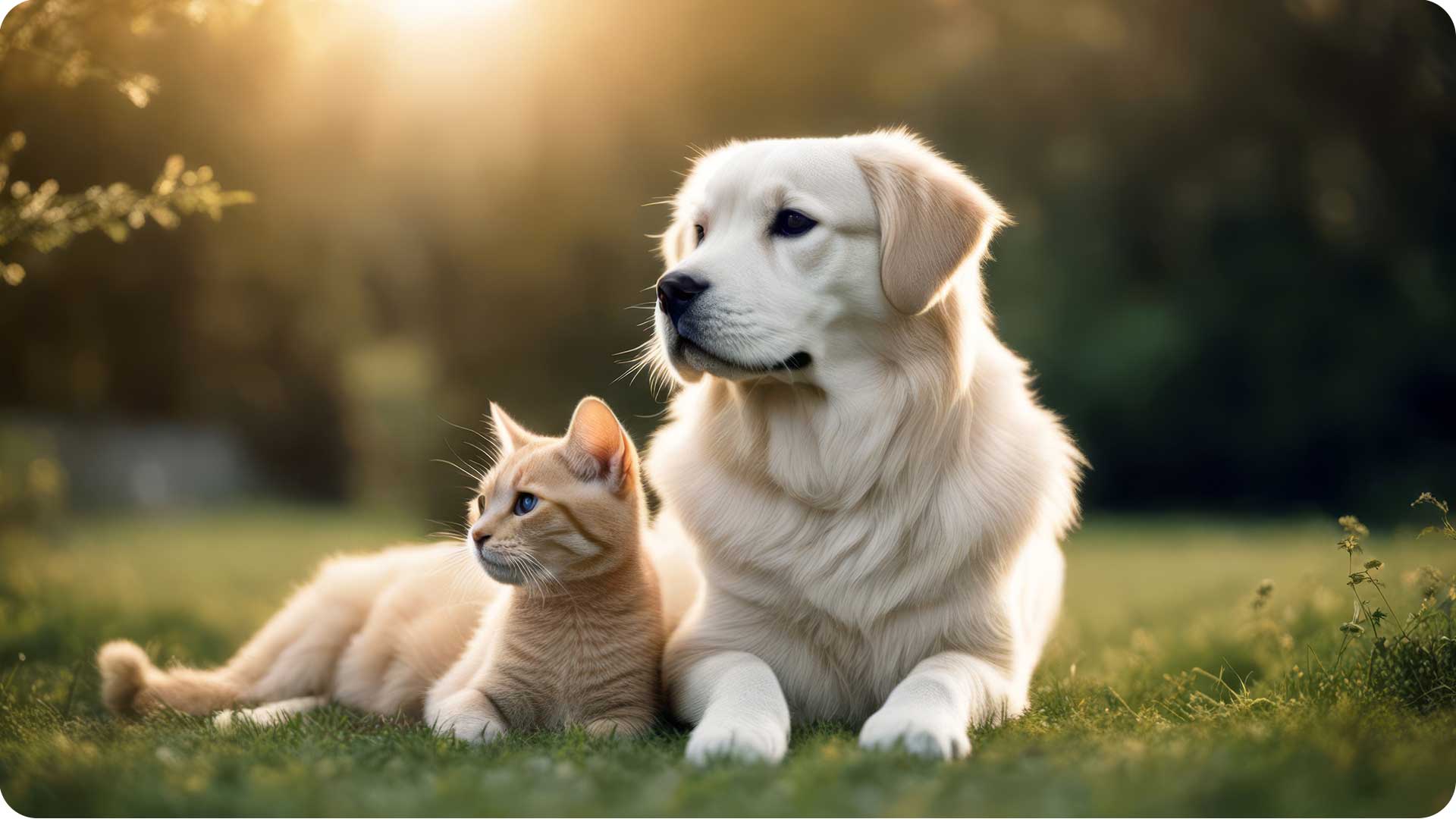 Chat et chien en pleine forme